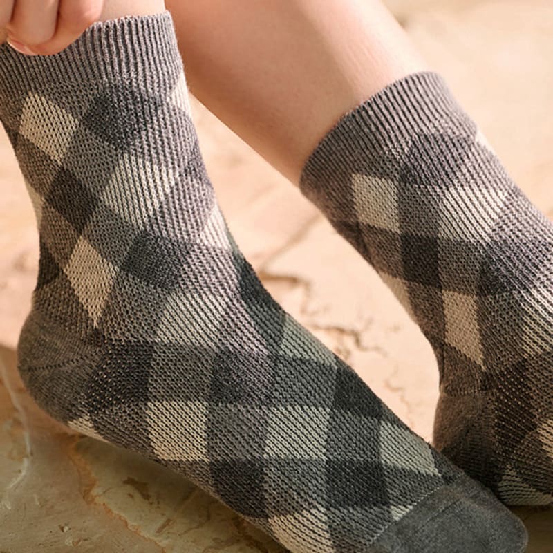 Abiruz Women's Argyle Check Pattern Socks HM-67-WBT