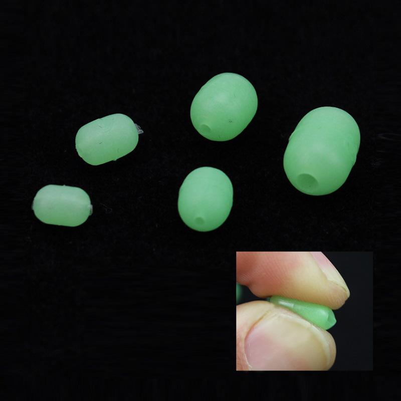 Cylindrical Soft Green Luminous Anti-Crash Stop Beads Rock Fishing Lure Accessories