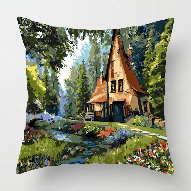 Heim Wohnzimmer Dekoration Kissenbezüge Vintage Ölmalerei Stil Wurfkissenbezug 45*45 Kissenbezug 40x40cm 50x50 45x45