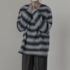 Spring and Autumn New Men's Temperament Casual Round Neck Long-sleeved T-shirt Striped Loose Long-sleeved Sweatshirt Niche Striped Color Matching