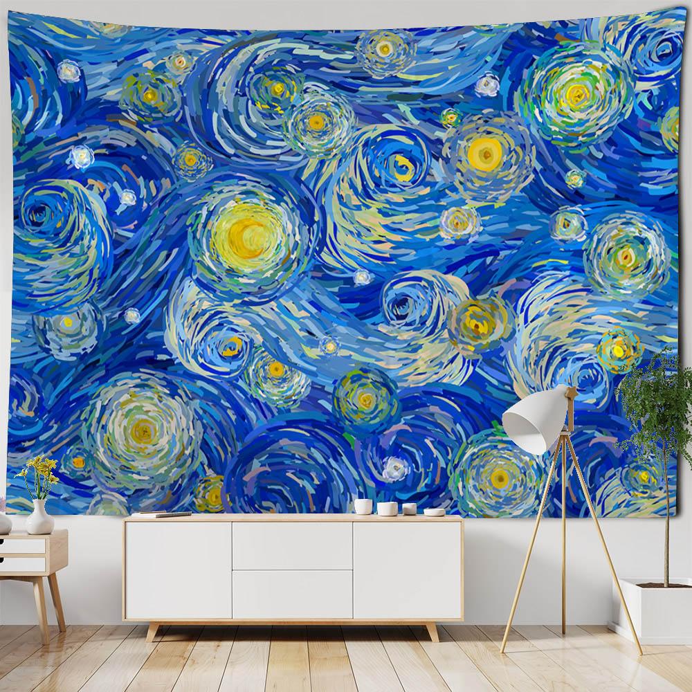 Starry Landscape Tapestry Hippie Bohemian Wall Hanging Cloth Living Room Dormitory Home Decoration Background Poster