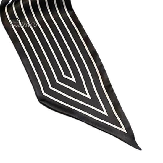 Lady Hair Band Women Neck Scarf Striped Contrast Color Satin Triangle Edge Wide Decoration OL Style Commute Clothes Accessory