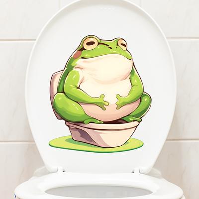 Cute Frog Waterproof Self Adhesive Toilet Sticker for Bathroom Home Decor