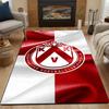 KV Kortrijk Emblem On Red-White Flag Patterned Carpet, Non Slip Mat Suitable for Living Room and Bedroom Sofas