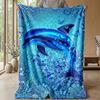 Ocean Love Dolphins Theme Blanket Lightweight Warm Flannel Blanket Decorative Throw Blanket for Home Decoration