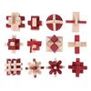 Two-Color Three-Way Luban Kongming Lock: Children's Early Education Beechwood Puzzle Toy