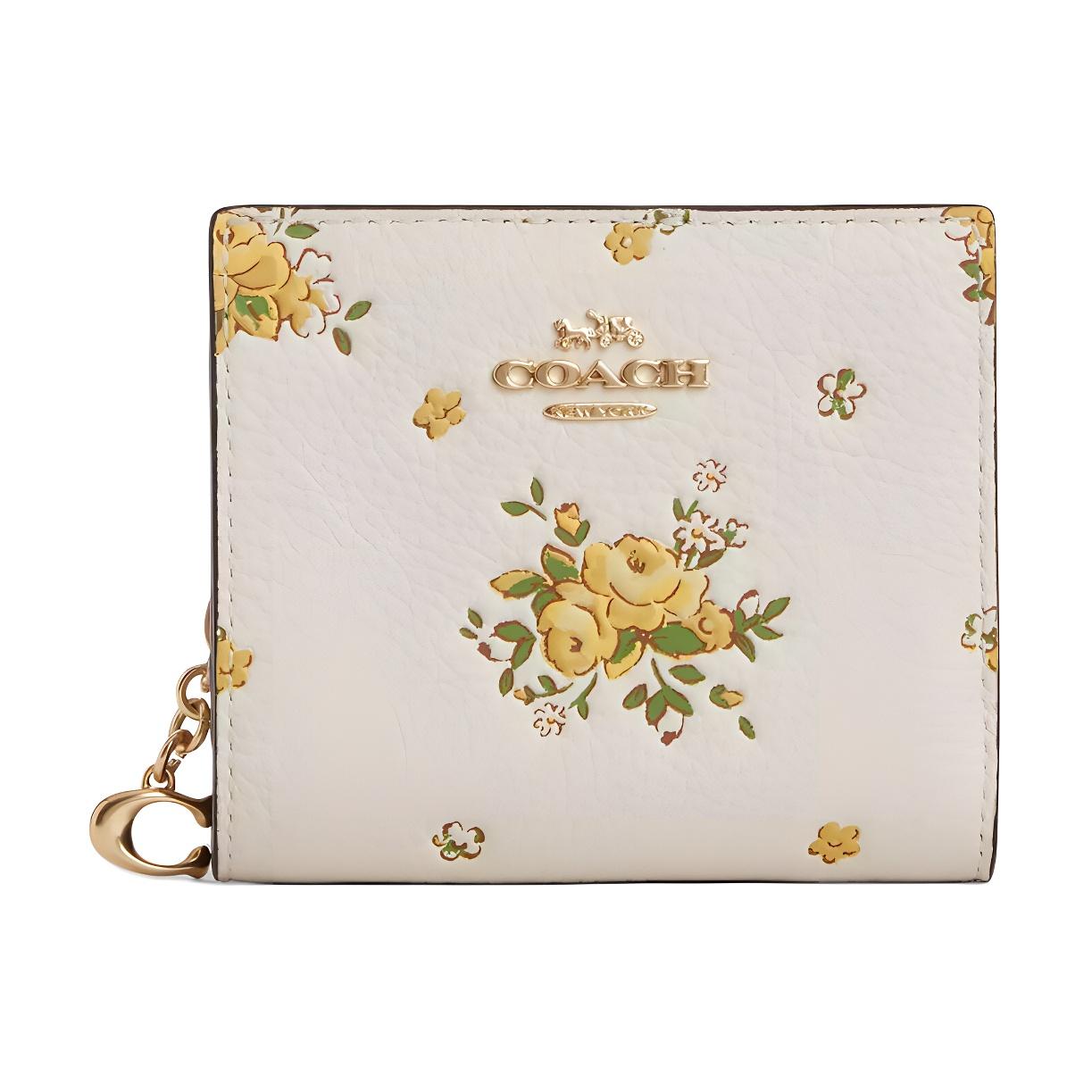 

New COACH Leather Wallet Mini Women s Chalk & Yellow CAP15-IMCAH 10.4*3.0*8.9CM