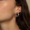 Fashion Two-tone Double Layer Opening Round Hoop Earrings for Women Minimalist Stainless Steel Geometric Ear Studs Jewelry Gifts