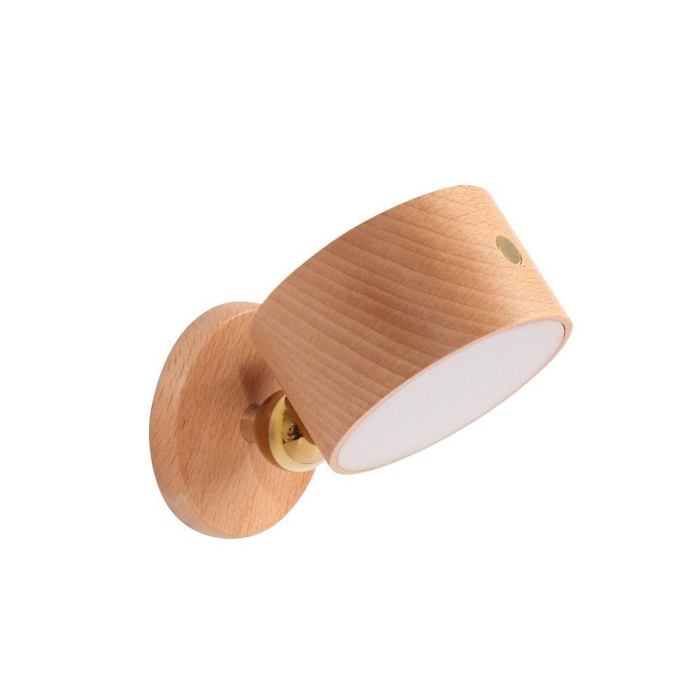 Dimmable Wooden Wall Mounted Lamp Touch Control USB Rechargeable Lamp  Bedroom Lighting