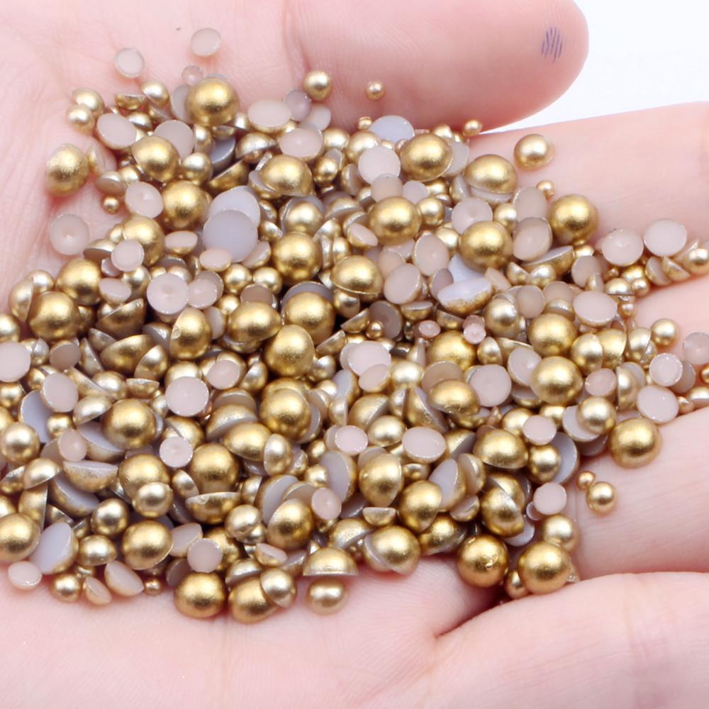 Resin Half Round Flatback Beads 2-6mm Mix Size Glue on Loose Rhinestones for Clothes Dresses DIY Crafts Scrapbook Decoration