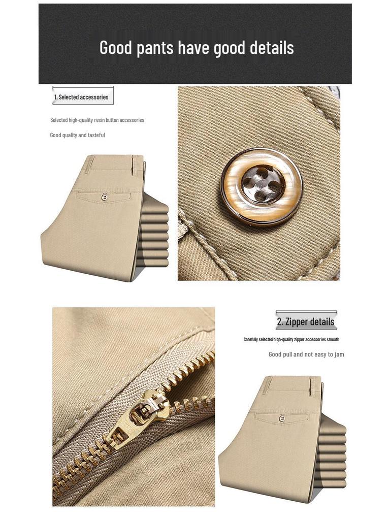 Men's Summer Cotton High-Waist Casual Trousers - Middle-Aged & Elderly 