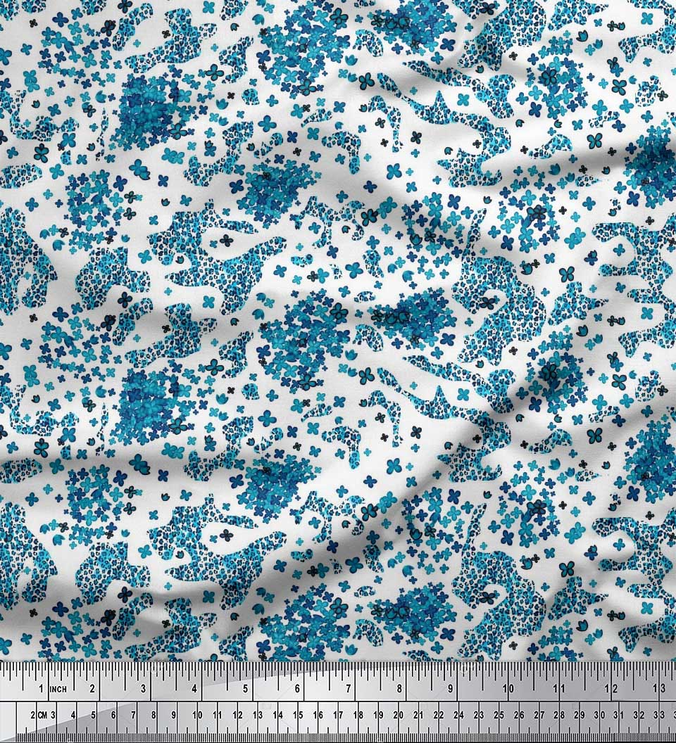 

Японська креп-атласна тканина Soimoi з квітковим принтом і леопардовою шкірою тварин Швейна тканина, метр 42 дюйма 42 Inch Wide - Poly Crepe білий