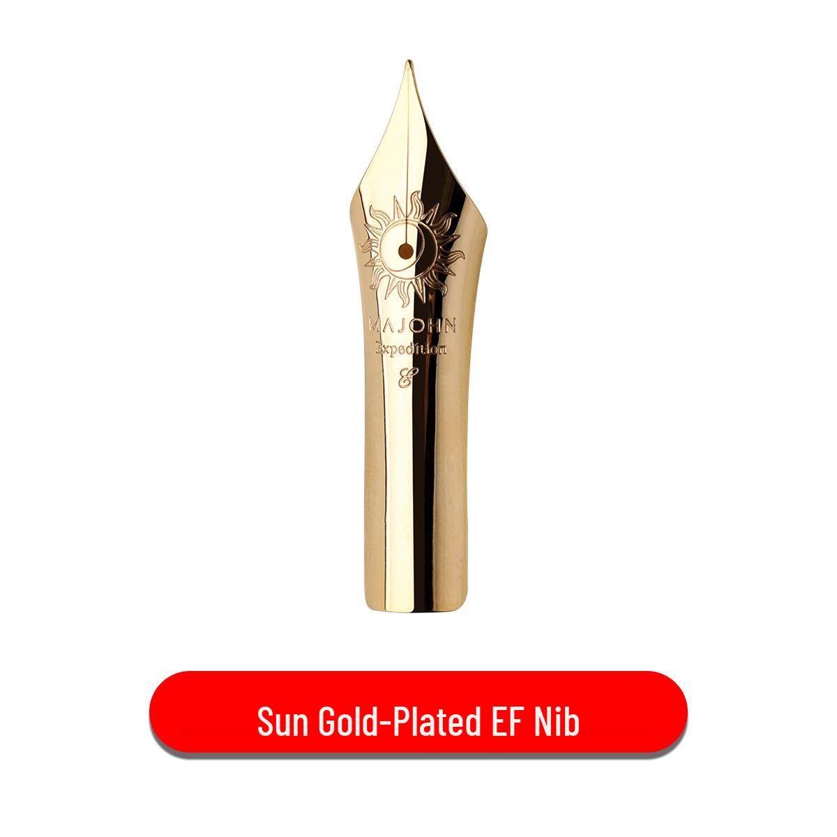 MAJOHN No. 8 Fountain Pen Nib Set - Gold Plated, Black/Blue, Smooth Enthusiast Grade, Large Open Nib