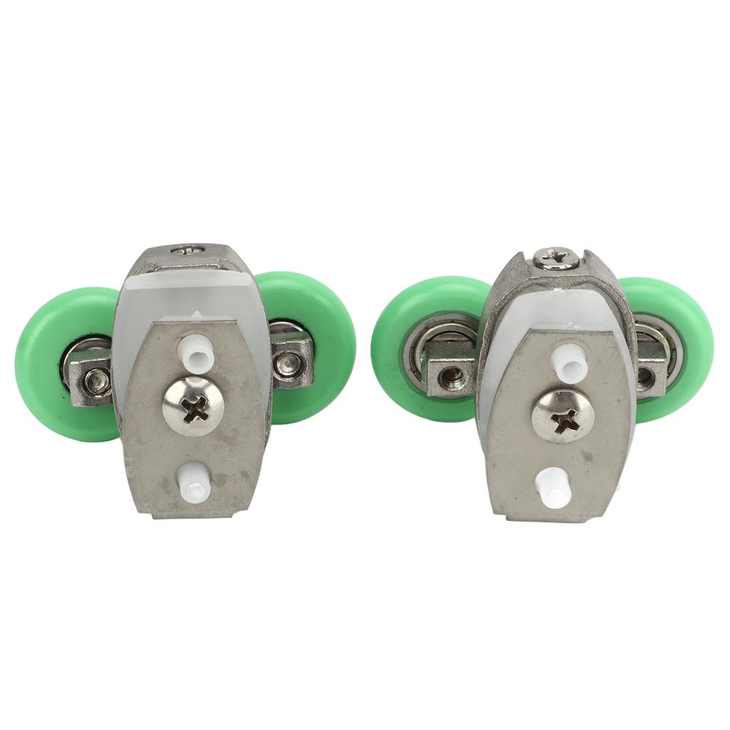 2Pcs Green Roller Wheel Pulley Shower Room Bathroom Upper Bottom Glass Sliding Door Track Roller Pulley