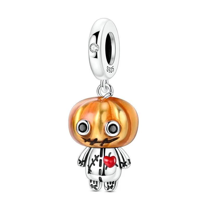 Funny Halloween Charm Bead Charms copper Pumpkin Ghost Witch Magic Hat Pendant Bead Compatible With Authentic Bracelets Necklaces Do It Yourself Jewel