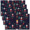 4/6pcs Blue Nutcracker Royal Guard Christmas Tree Heart Print Single-Sided Kids Placemat Set for Holiday Table Decor