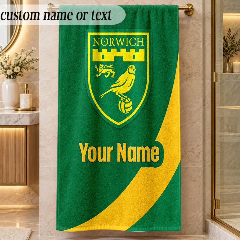 Beach TowelNorwich City Custom Name Text Personalized Soft Towel for Beach Pool Indoor Home Decor Gift