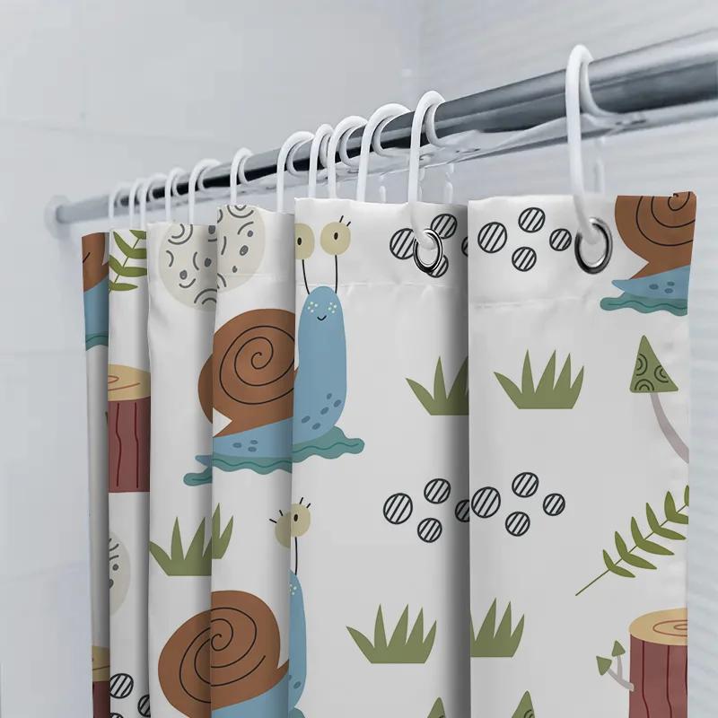Snail Bathroom Shower Curtain Decorative Pattern Waterproof Polyester Modern Home Decoration