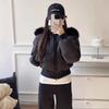 White duck down Korean version short down jacket for women's winter new big fur collar thickened warm small bread jacket