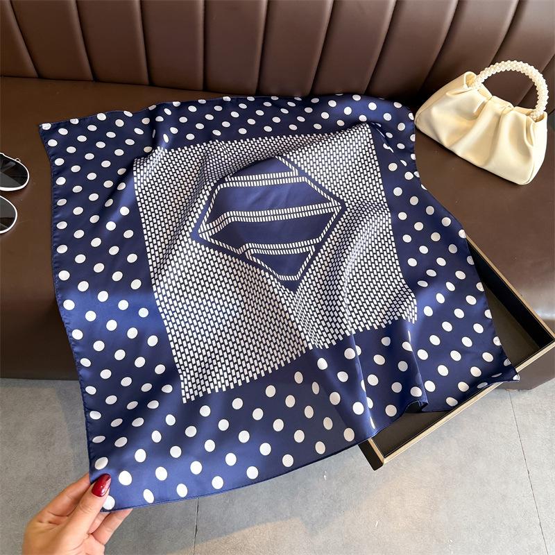New polka dot simulation silk printing silk scarf square scarf high-end shawl sunscreen neck small square scarf headscarf scarf women