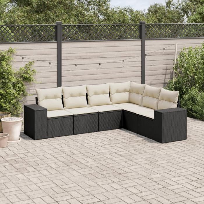 VidaXL Garden Lounge Set with Cushions 6 Pcs, Patio Sofas, Patio Furniture Set, Outdoor Furniture, Black 3222605
