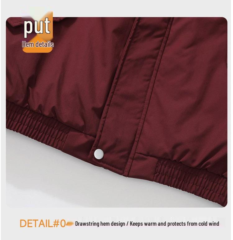 Nowa Męska Unisex Amerykański Styl Kurtka Casual z Klapami i Trzema Paskami z Pluszowym Podszyciem