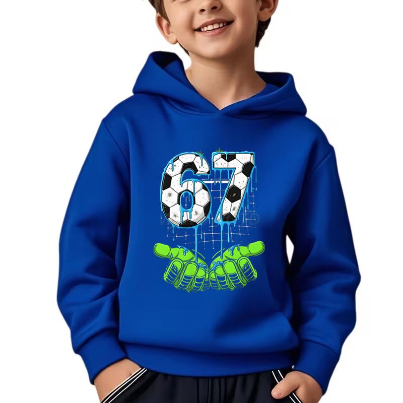 Kids Clothes Funny 6 7 Memes Football Hooded Shirt Six Seven Football Printed Trendy Funny Hoodies