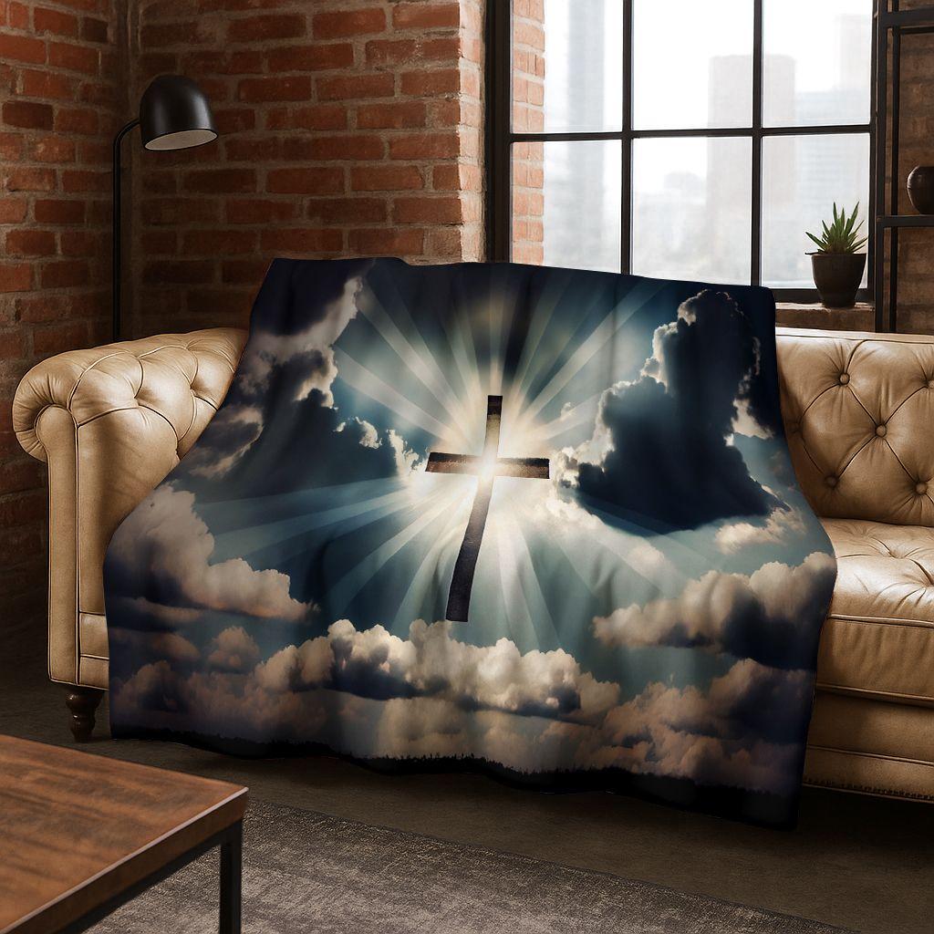 New Belief Cross Holy Bible Pray Jesus Flannel Blanket,Cozy Soft Throw Blanket for Home Bedroom Bed Sofa Picnic Cover Kids Gift