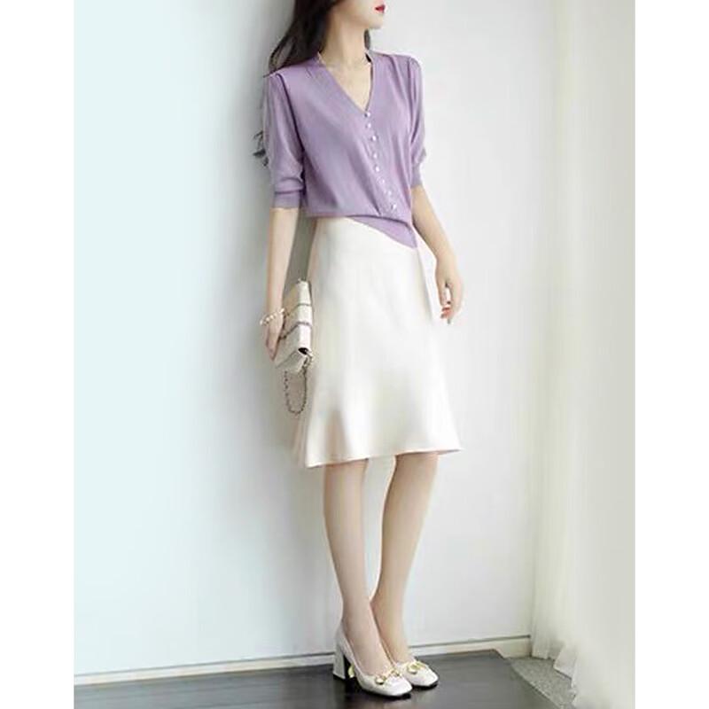 Demana Women's V-Neck 3/4 Sleeve Knit Top