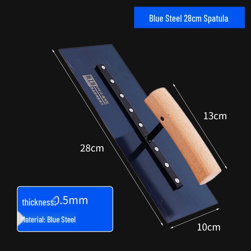 Bent Wood Handle Blue Steel Putty Knife & Drywall Scraper