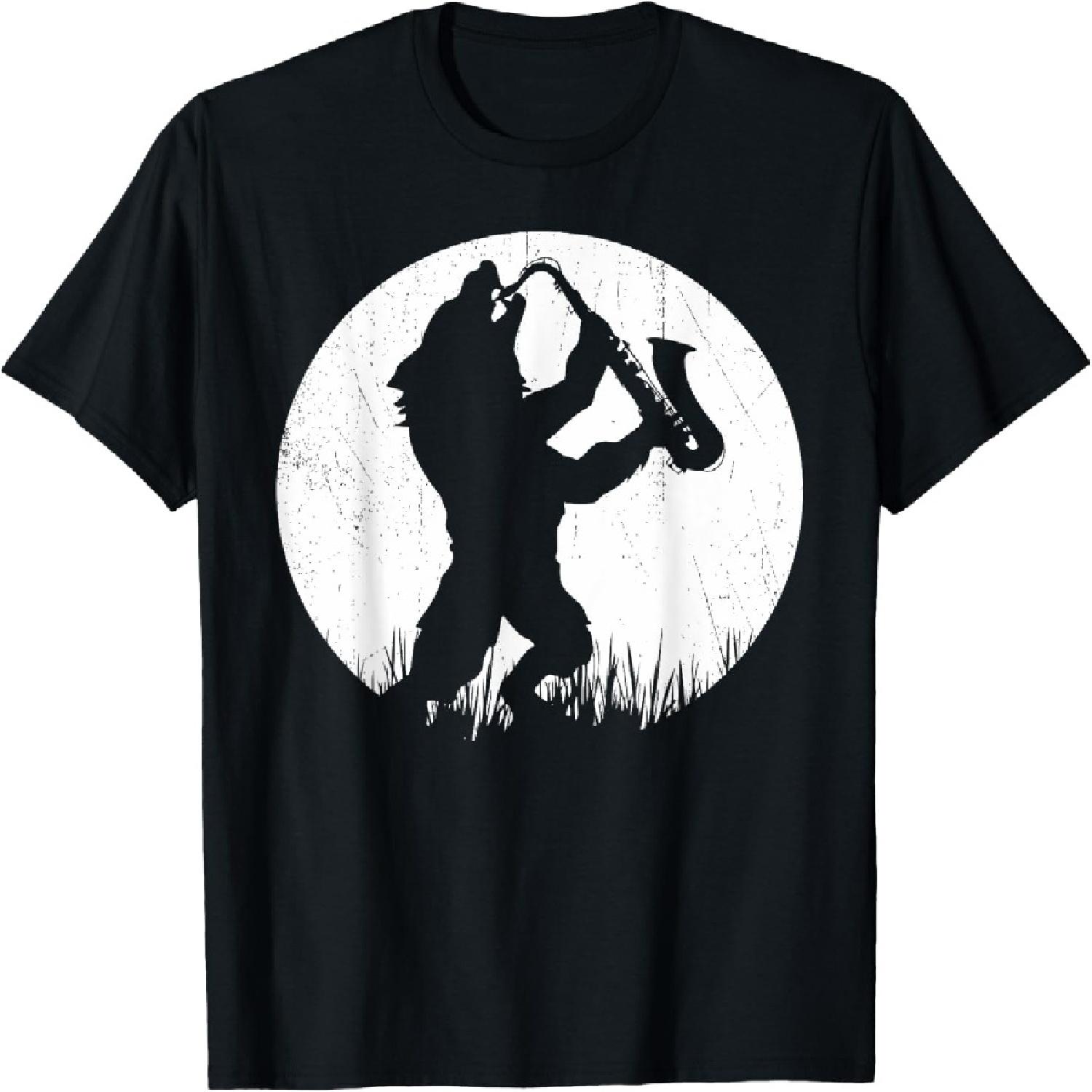 Werewolf Saxophone Player Moonlight Silhouette T-Shirt S