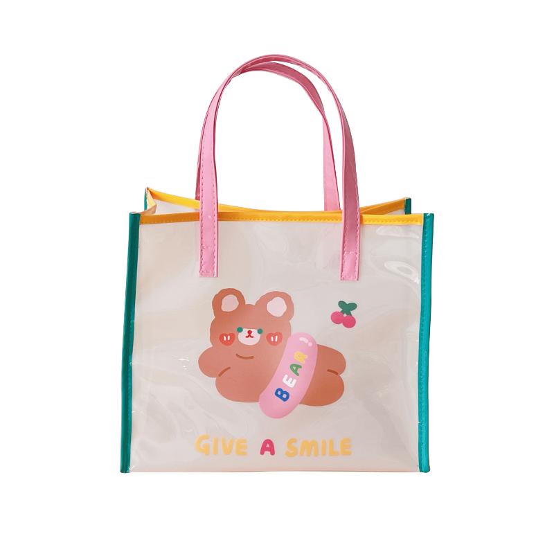 Ins Summer Girls Jelly Bag Cartoon Bear Transparent Shoulder Bag Waterproof Beach Bag Student Travel Handbag