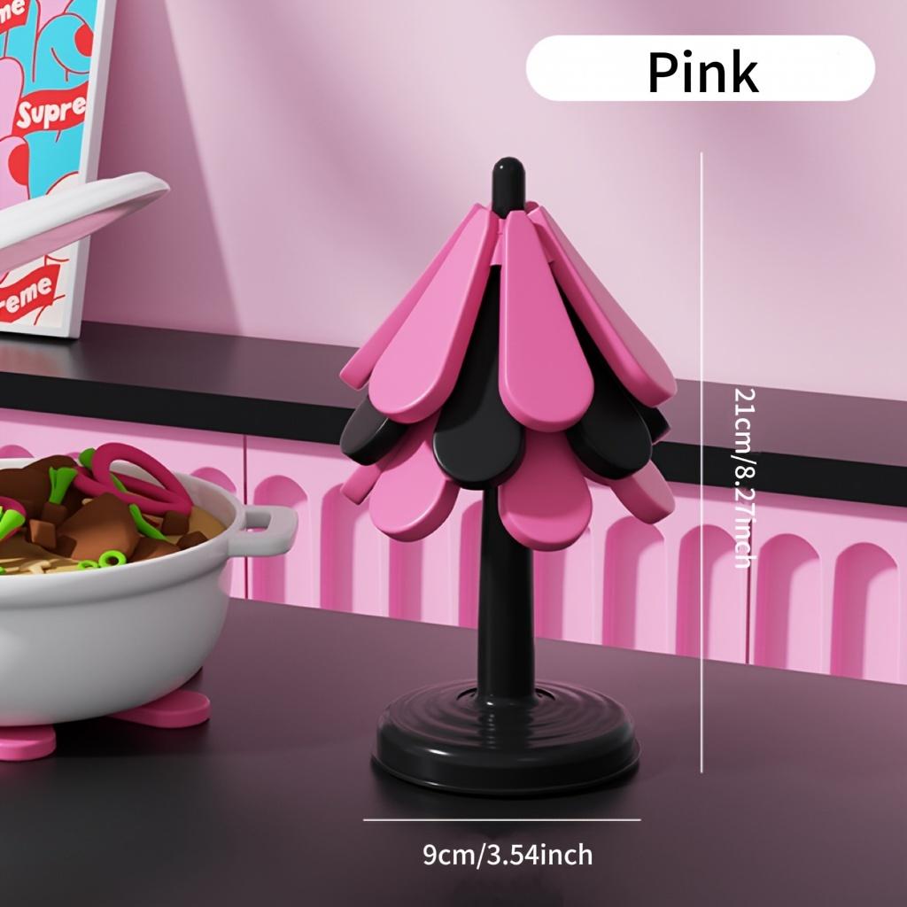 

Набор из 3 шт. Милые розовые креативные многофункциональные силиконовые прихватки, круглые однотонные, только ручная стирка, для декора рождественской елки, подставки для стола розовый