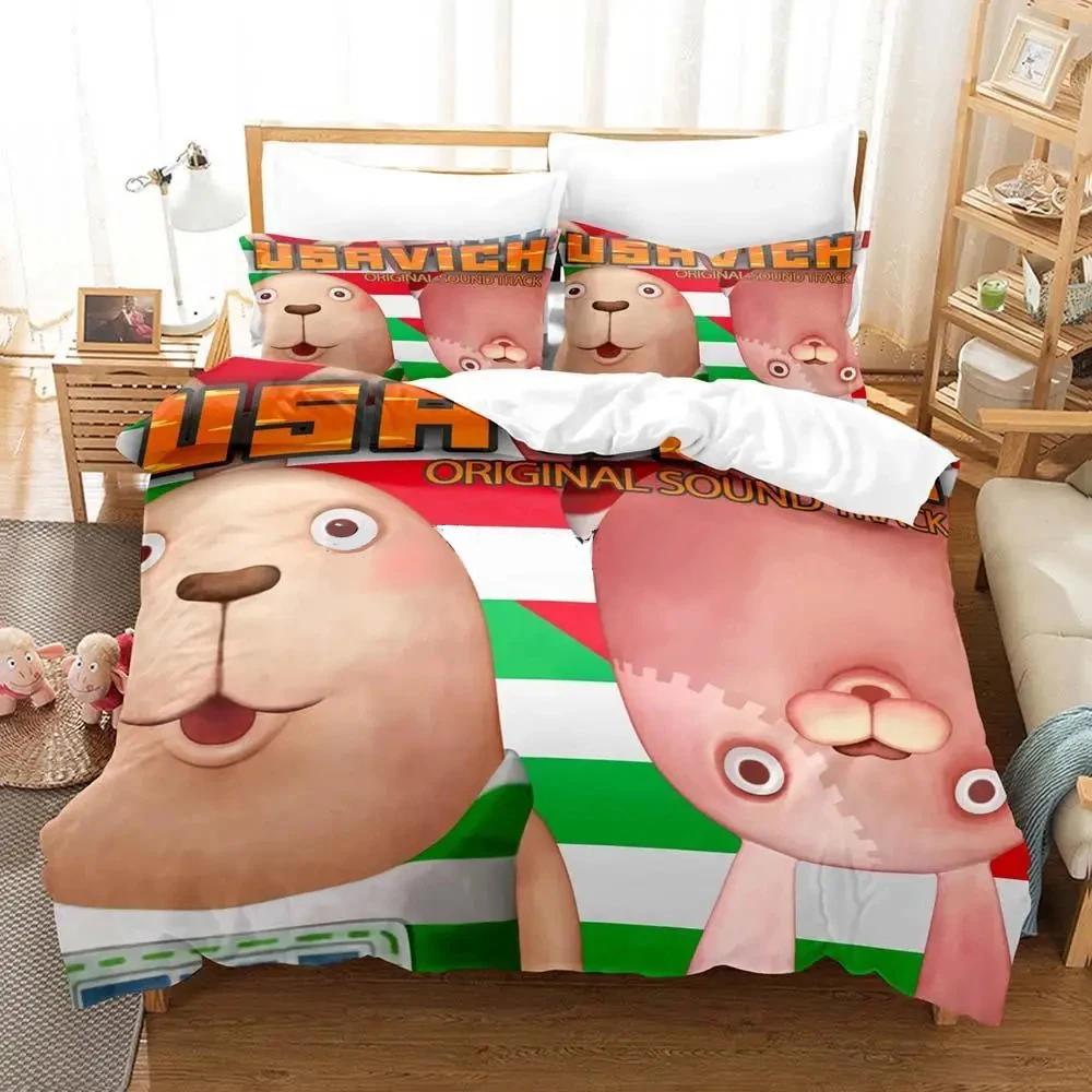 

Usavich 3D Print Boys Bedding Set Single Twin Full Queen King Size Bedroom Duvet Cover Anime Bed Sheet Set Bed EU Single(135*200cm)3pcs