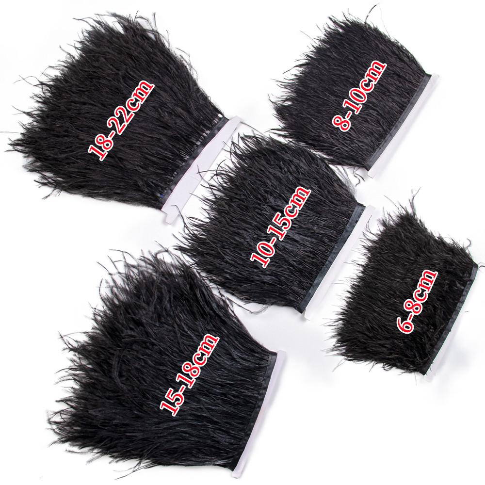 FeatherBeatiful 1meter Black Ostrich Feathers Trim Cloth Sideband Ostrich Feather Trims Clothing Wedding Feather Ribbon Sewing Decorati