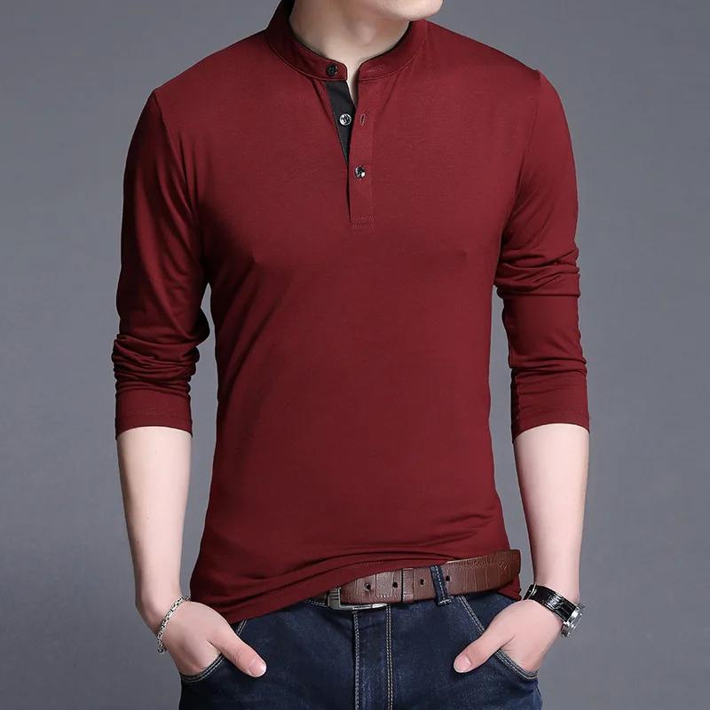 

Spring Summer Men s T - Shirt Slim Long Sleeve Cotton T-shirt for Male Base Shirt Tops Tshirt M