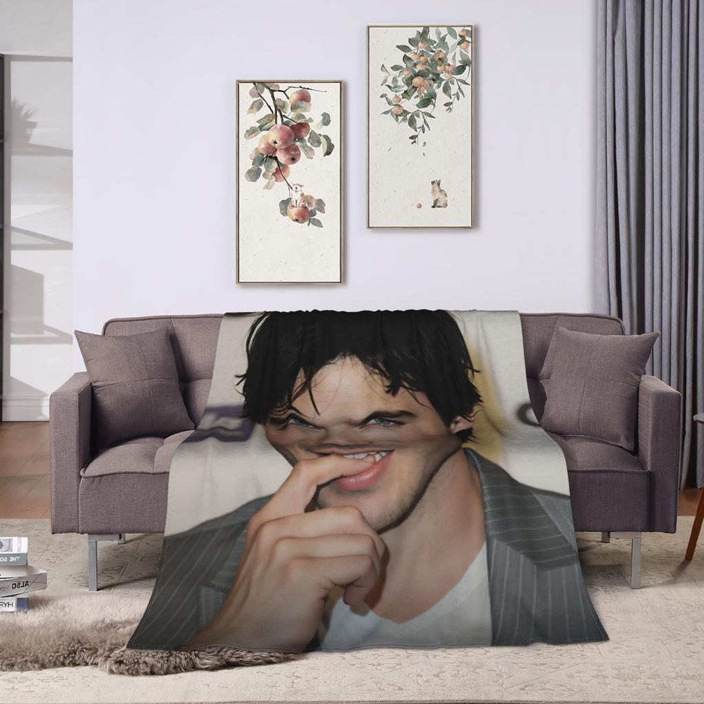 Damon Salvatore The Vampire Diaries Flanelldecke Frühling Warme Weiche Überwurfdecke für Kinder Erwachsene Heimdekoration Grafische Bettdecke