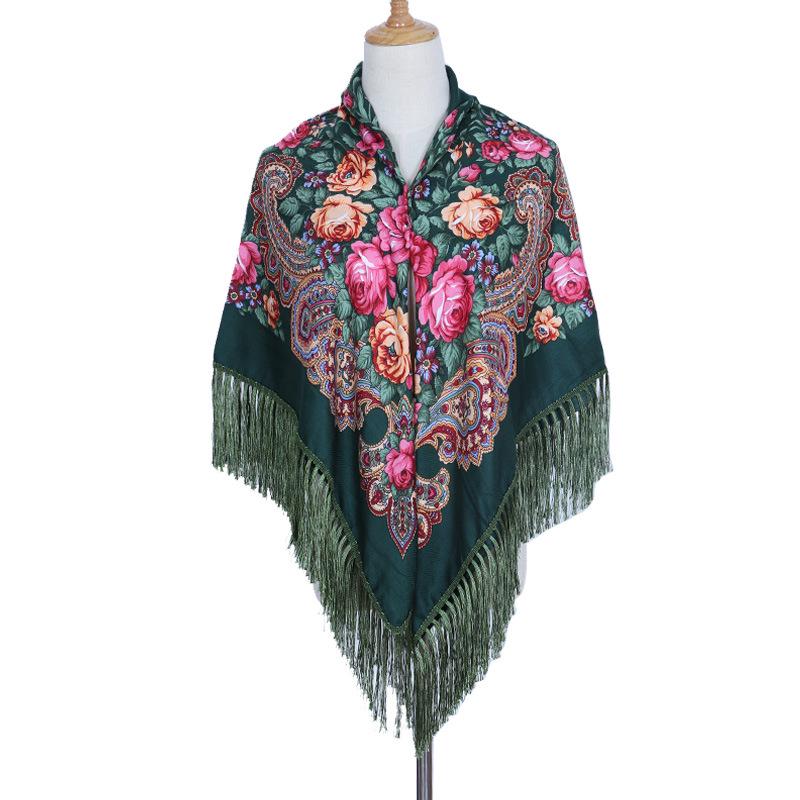 Ethnic Cheongsam Shawl: Russian Print Square Scarf Headscarf