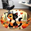 1pc Autumn Cat Office Round Area Rug,  Mat Suitable ForOffice, Under Office Chairs Bedroom Living Room Home Decor, Room Deco
