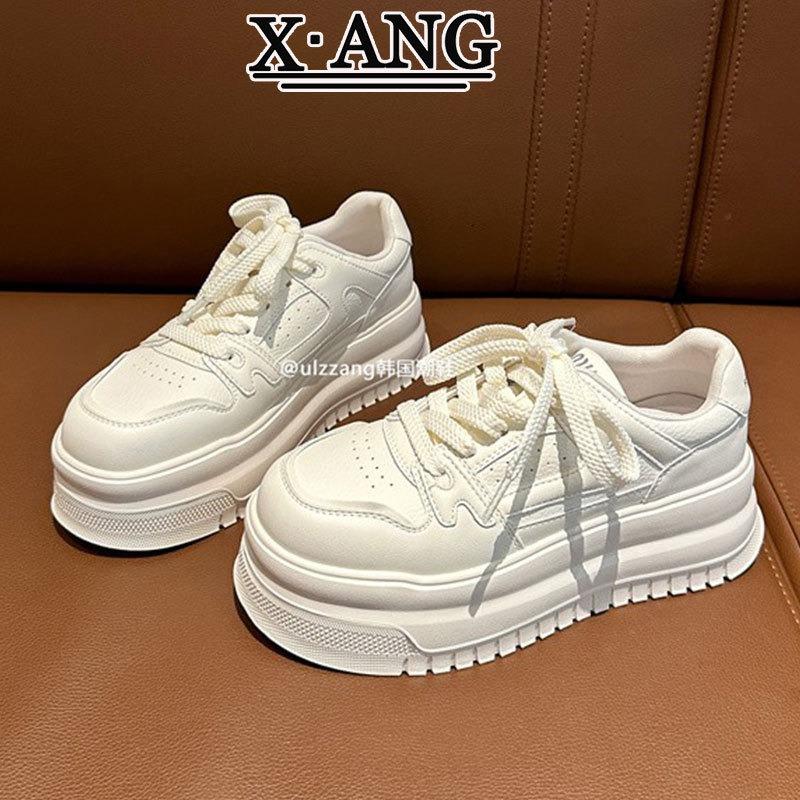 

Cowhide version muffin thick sole heightening little white shoes children spring and summer new women s board shoes casual sports shoes 40