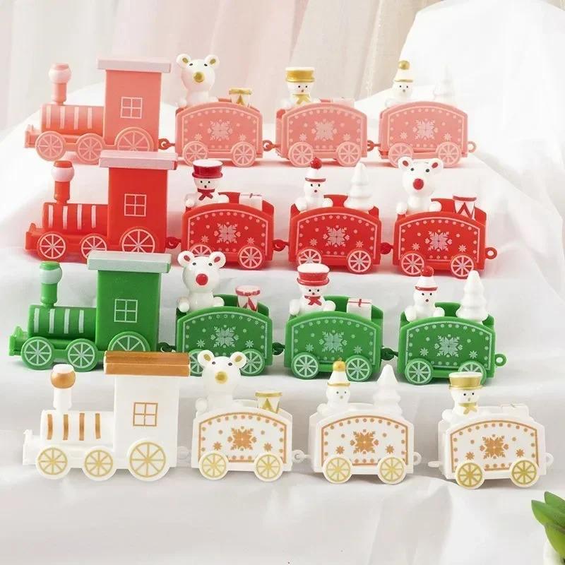 Wooden Mini Train Decor Set Christmas Party Snowman Ornament Plastic or Wooden Tabletop Cake Decoration Props Train Kids Toys