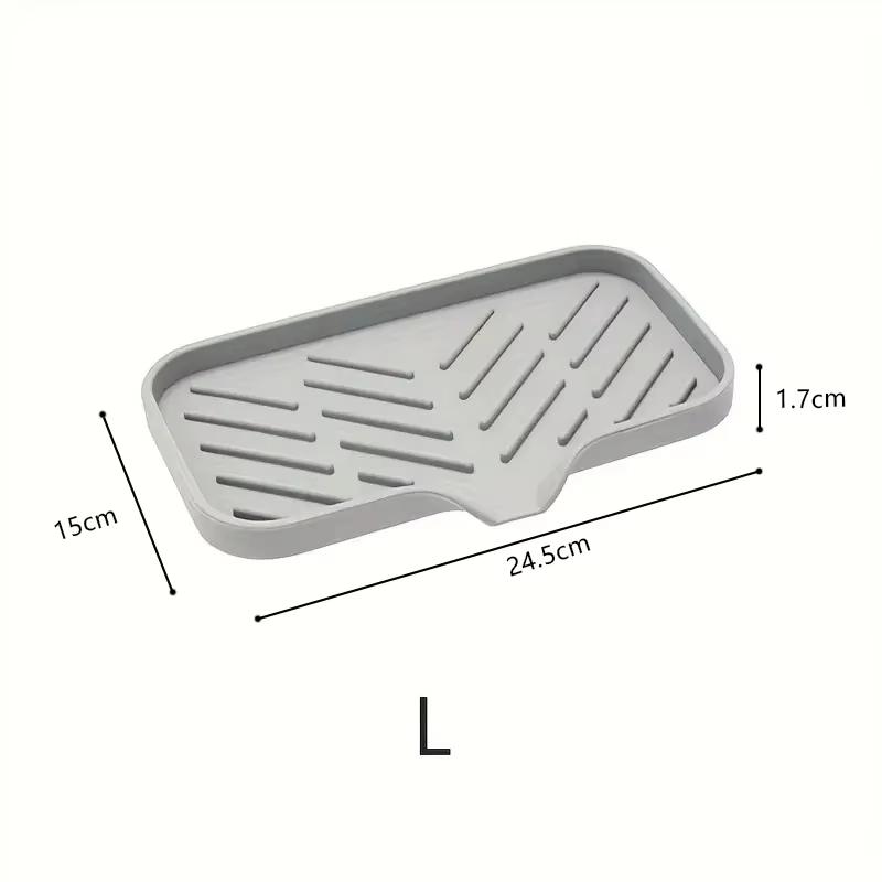 Silicone Faucet Mat Kitchen Sink Tray Soap Dispenser Sponge Drain Pad Sink SplashDrying Mat Countertop Storage Tray SoapTrayS