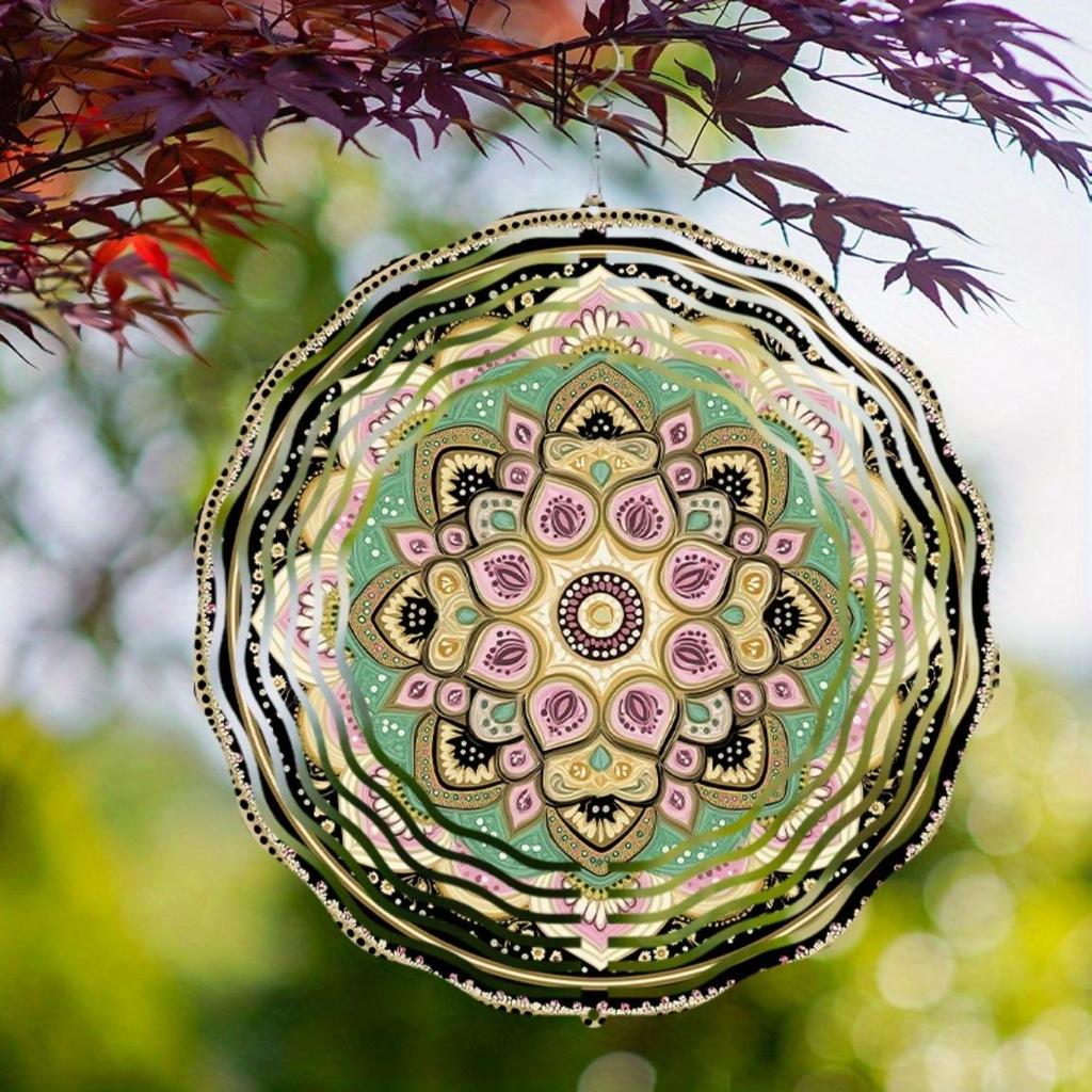 3D Metal Mandala Flower Wind Spinner Vibrant Garden Decor for Indoor and Outdoor Perfect Thanksgiving Christmas Gift All Seasons Wind Chimes