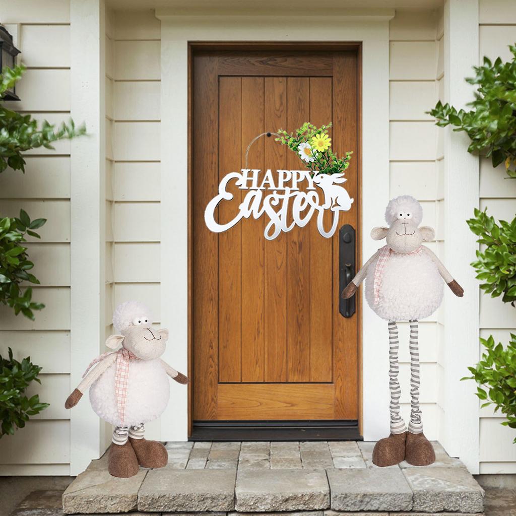 Easter Retractable Leg Sheep Scarf Striped Plush Ornaments Plush Doll Easter Decorations