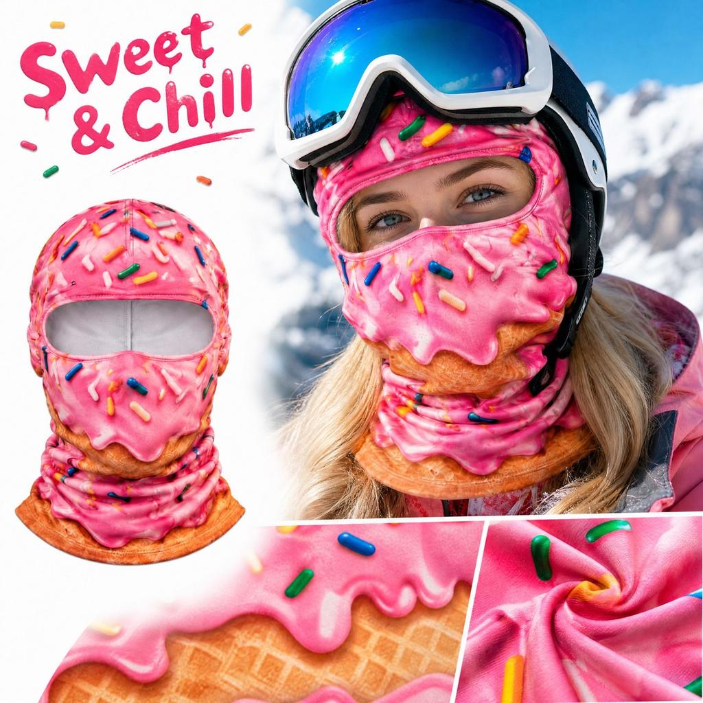 Novelty Ski Mask with Food Design, Random 1, for Winter Outdoor Sports and Cold Weather Activities