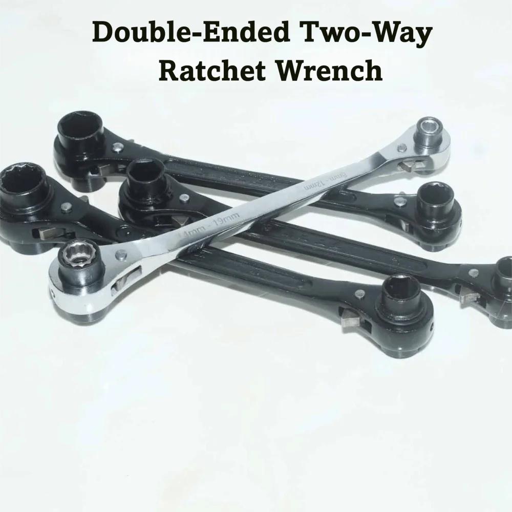1pc 8 In 1 Dog Bone Ratchet Wrench Set Automatic Double-Sided Double Ratchet Wrench Steel Multifunctional Socket Wrench
