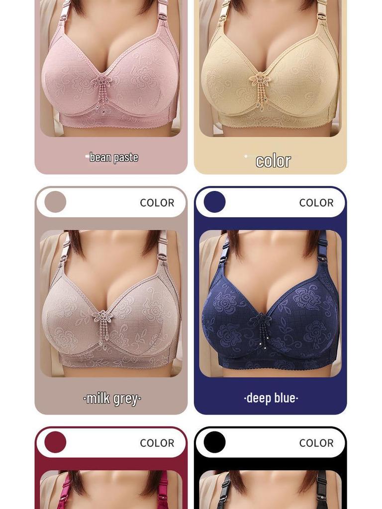 Plus Size Jacquard Bra: Comfortable Lift with Side Support, No Underwire, Beautiful Back Design