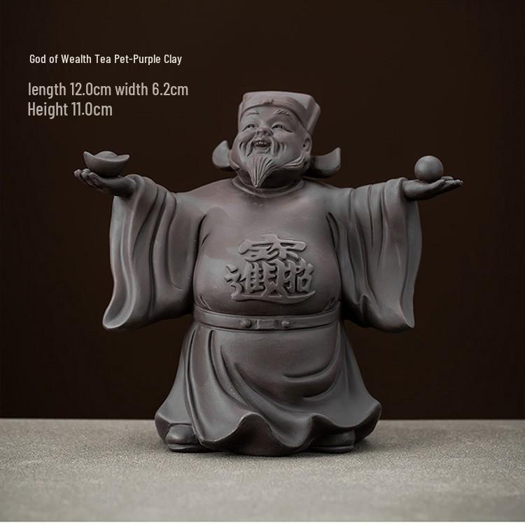 Exquisite Purple Clay God of Wealth Tea Pet - Tea Table Ornament for Wealth Attraction