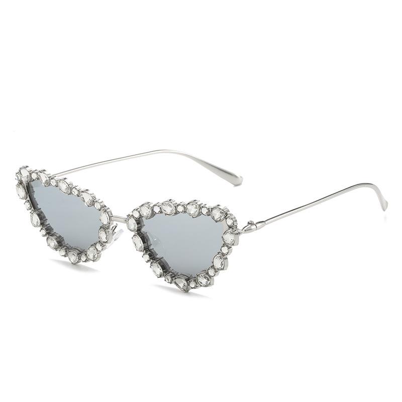 Cat-Eye Geometric Rhinestone Triangle Sunglasses
