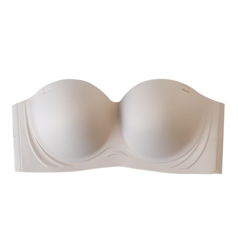 Strapless underwear women's big breasts slightly fat mm summer non-slip large size tube top thin invisible bra beautiful back anti-light
